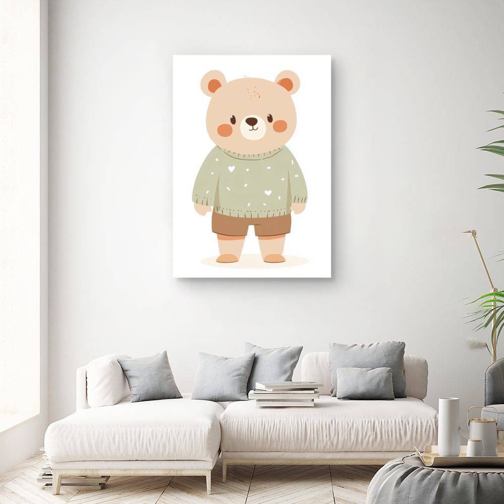 Tableau imprimé pour enfants 'Ours mignon doux'