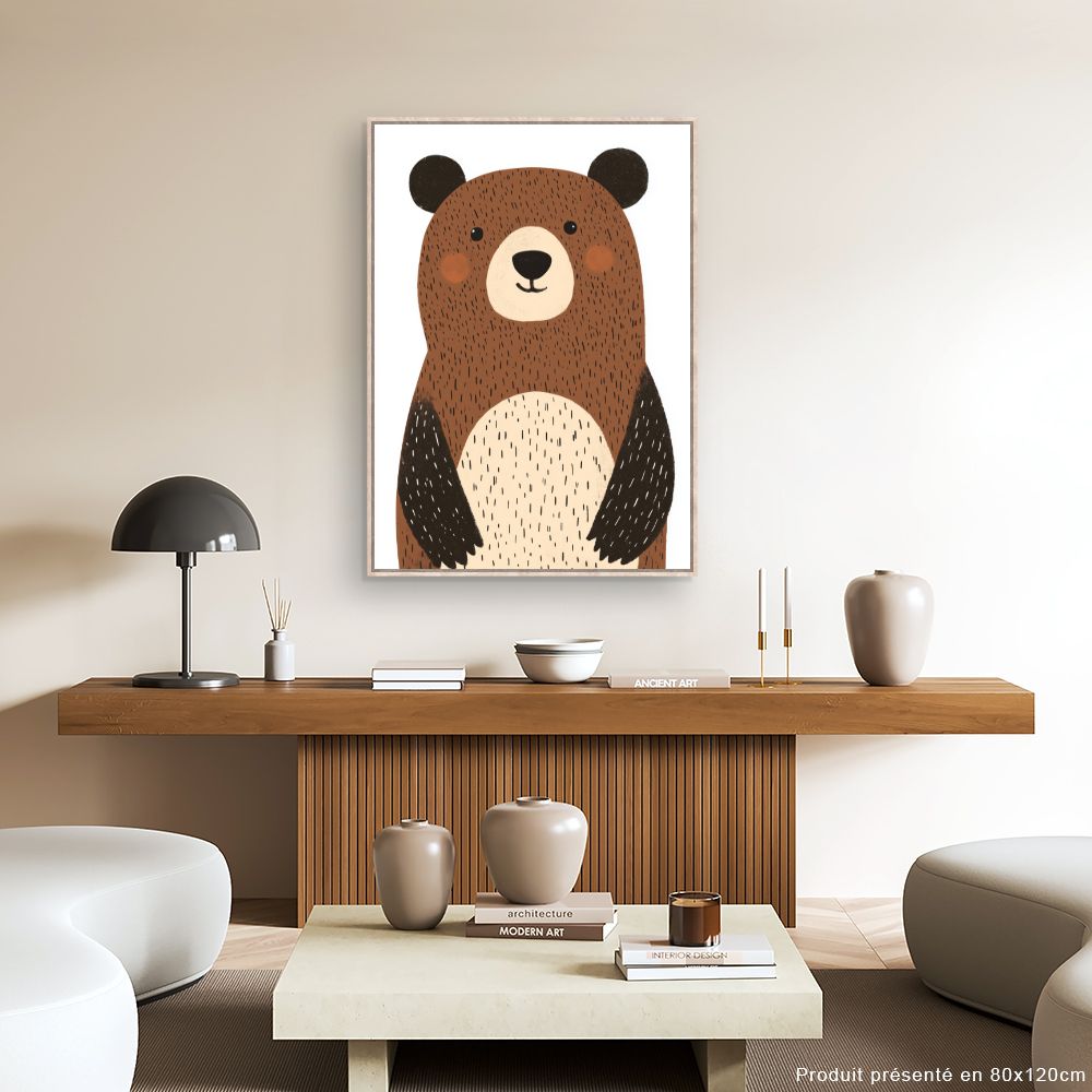 Tableau imprimé pour enfants 'Ours mignon'