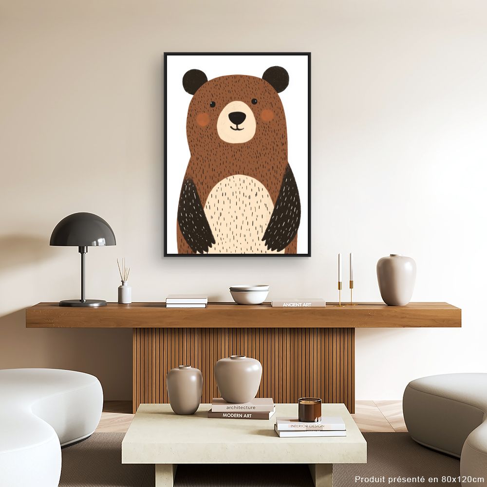 Tableau imprimé pour enfants 'Ours mignon'