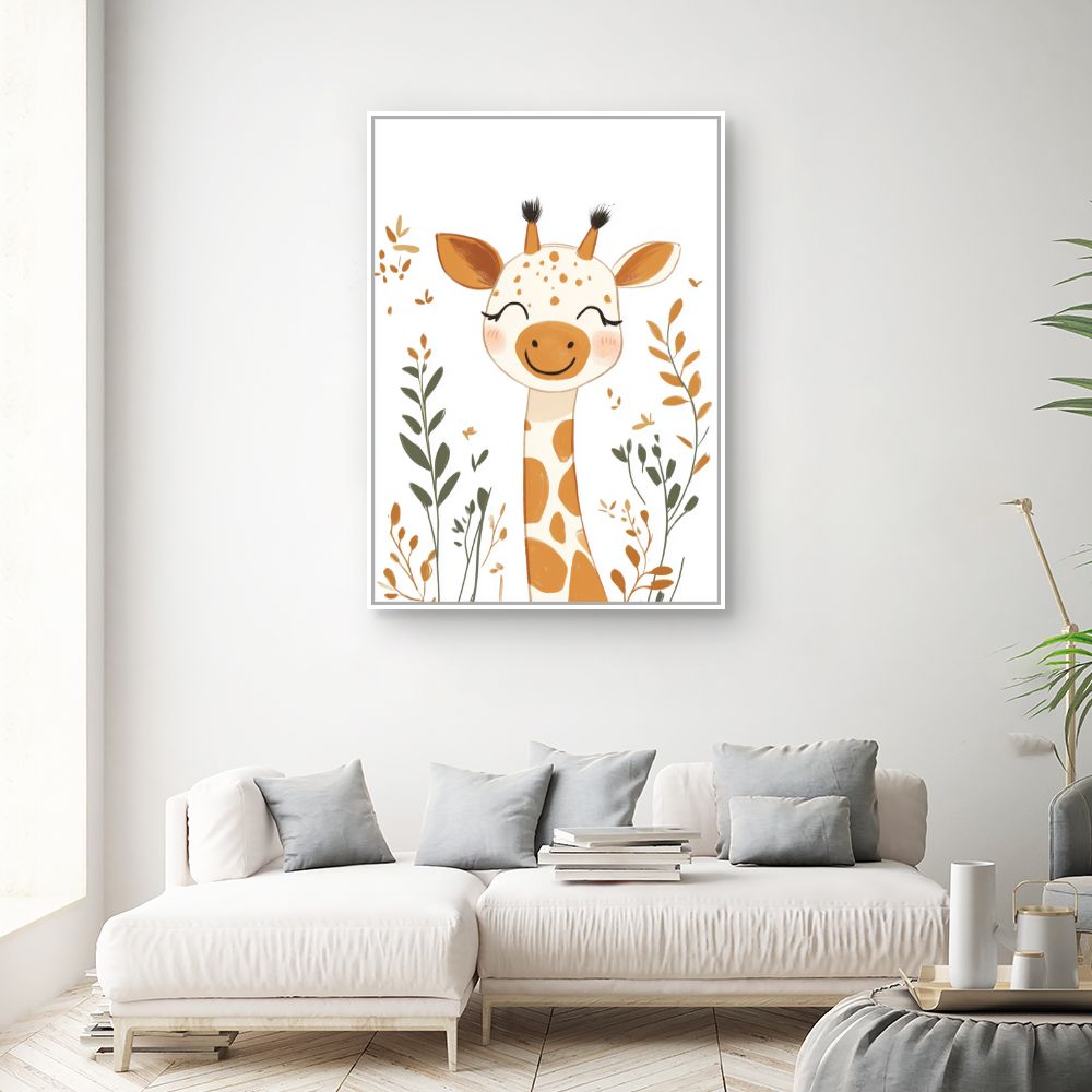 Tableau imprimé pour enfants 'Giraffe joyeuse'