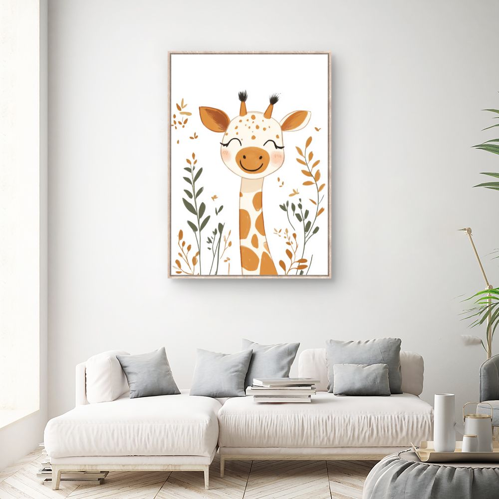 Tableau imprimé pour enfants 'Giraffe joyeuse'