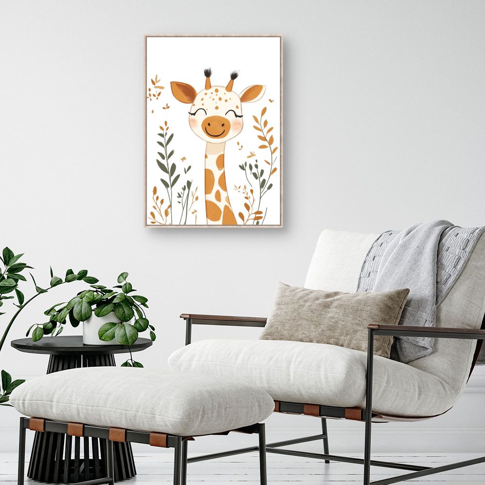 Tableau imprimé pour enfants 'Giraffe joyeuse'
