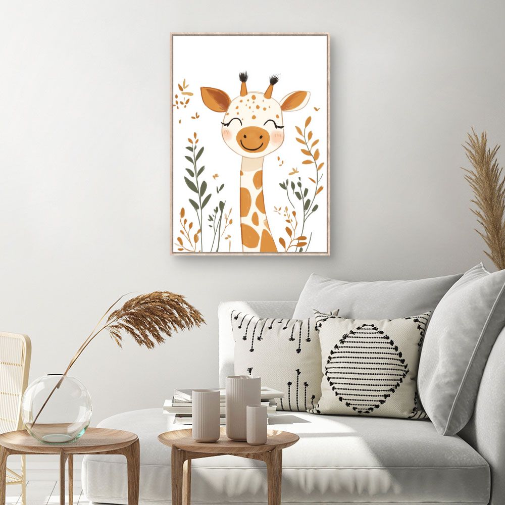Tableau imprimé pour enfants 'Giraffe joyeuse'