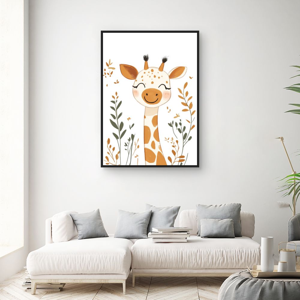 Tableau imprimé pour enfants 'Giraffe joyeuse'