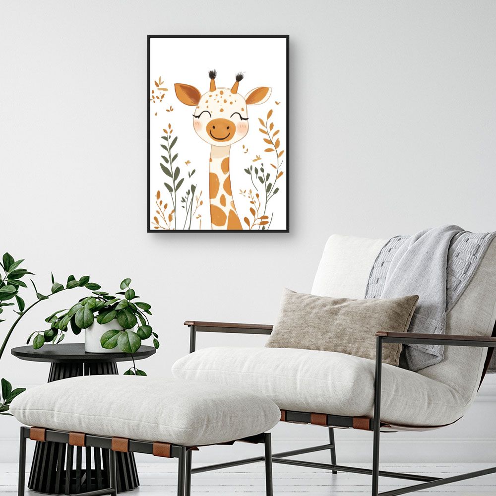 Tableau imprimé pour enfants 'Giraffe joyeuse'