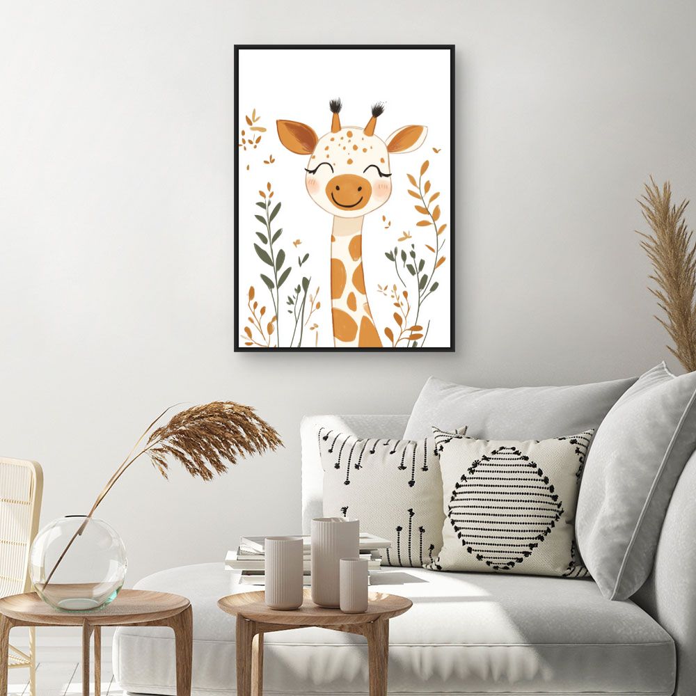 Tableau imprimé pour enfants 'Giraffe joyeuse'
