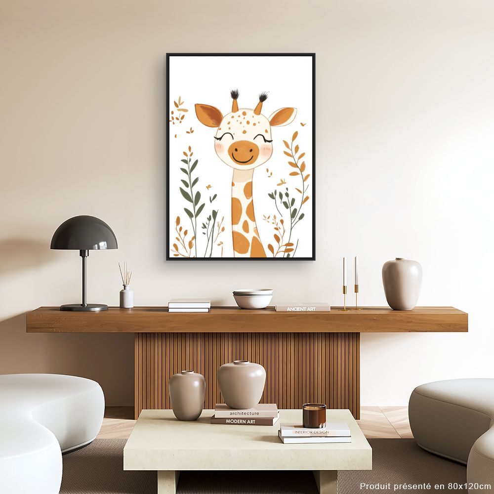 Tableau imprimé pour enfants 'Giraffe joyeuse'
