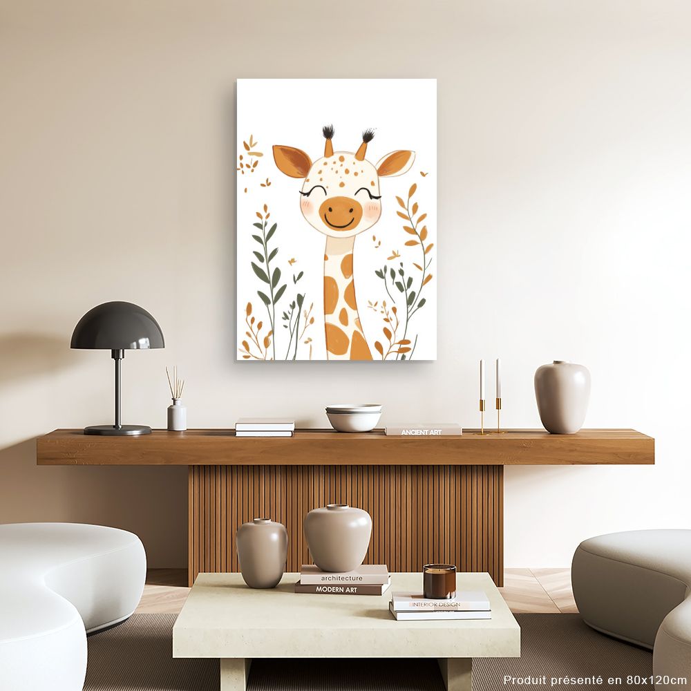 Tableau imprimé pour enfants 'Giraffe joyeuse'