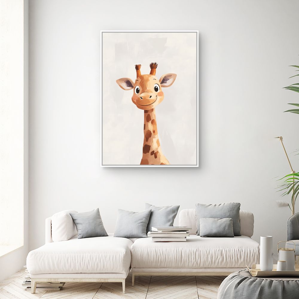 Tableau imprimé pour enfants 'Girafe souriante'
