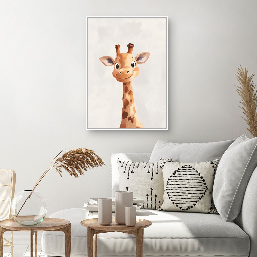 Tableau imprimé pour enfants 'Girafe souriante'
