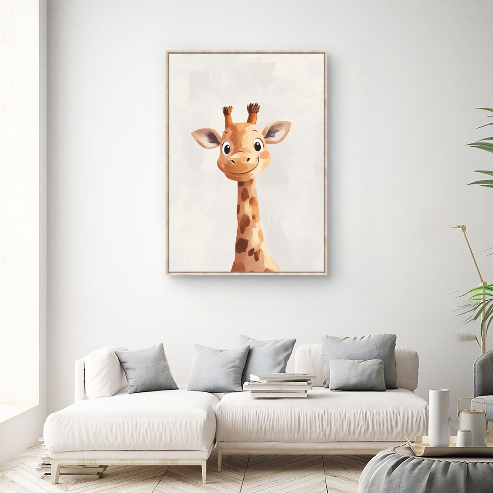Tableau imprimé pour enfants 'Girafe souriante'