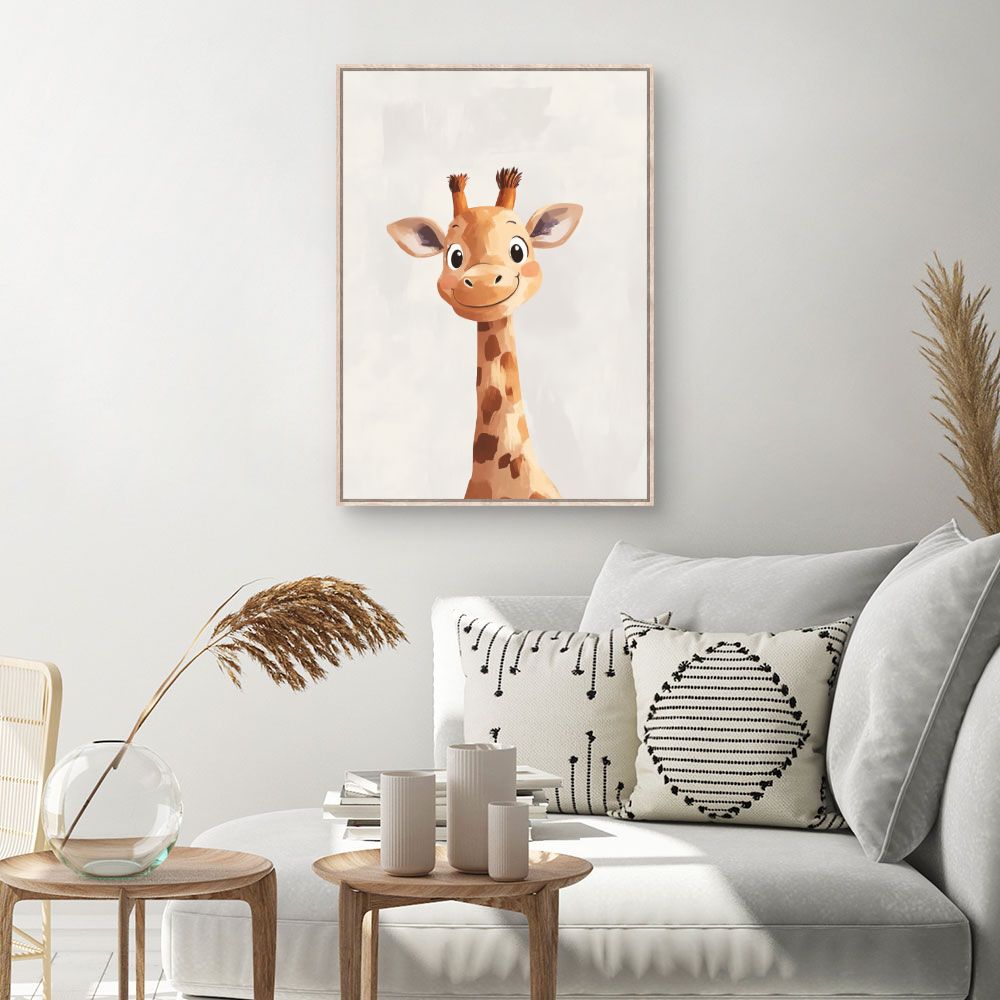 Tableau imprimé pour enfants 'Girafe souriante'