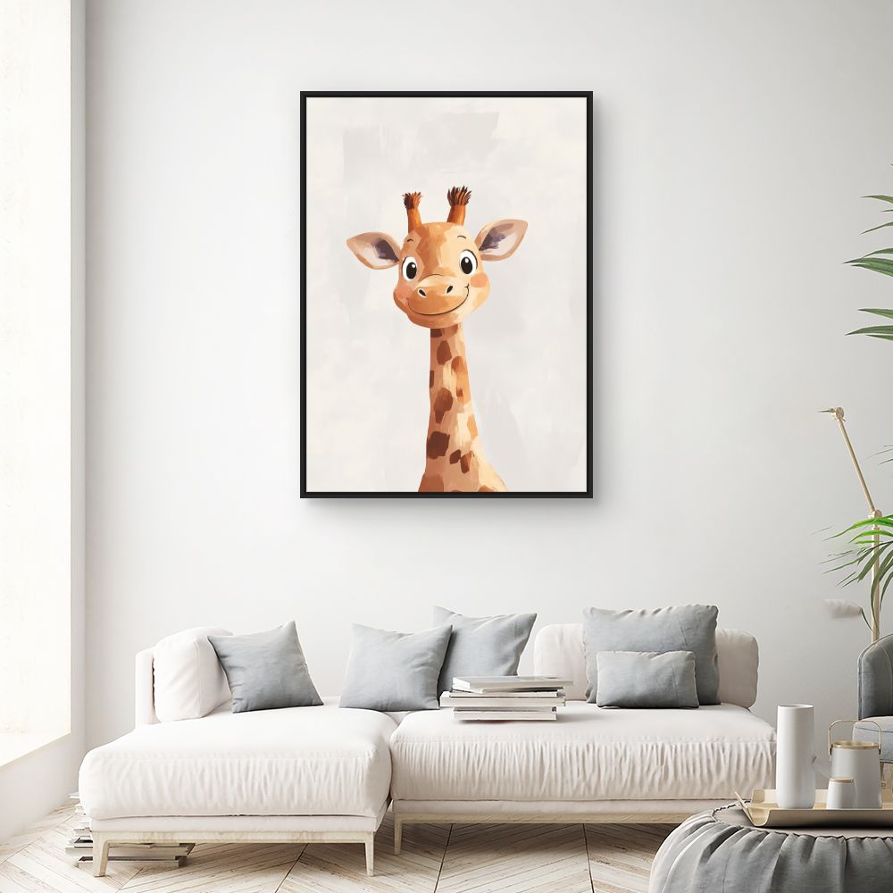 Tableau imprimé pour enfants 'Girafe souriante'