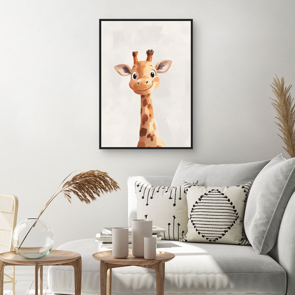 Tableau imprimé pour enfants 'Girafe souriante'