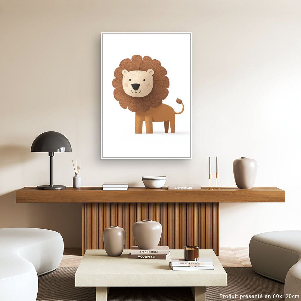 Tableau imprimé pour enfants 'Lion cartoon amical'