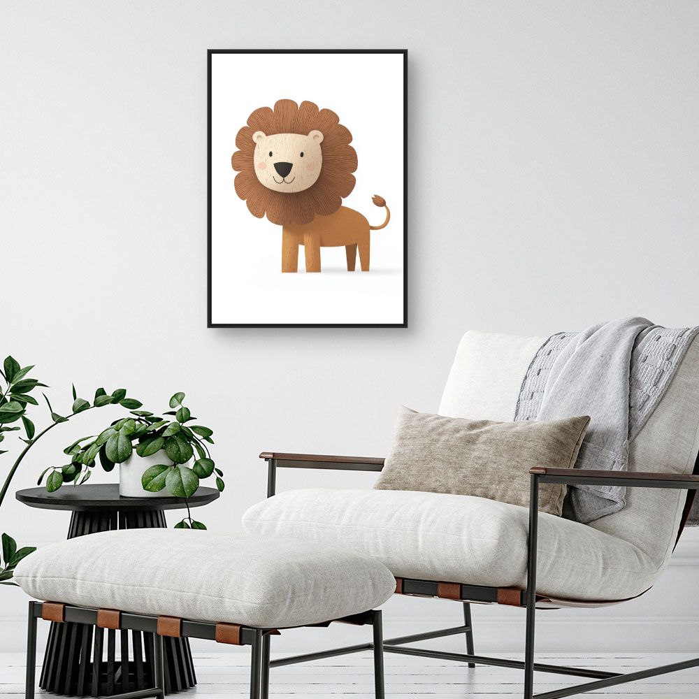 Tableau imprimé pour enfants 'Lion cartoon amical'