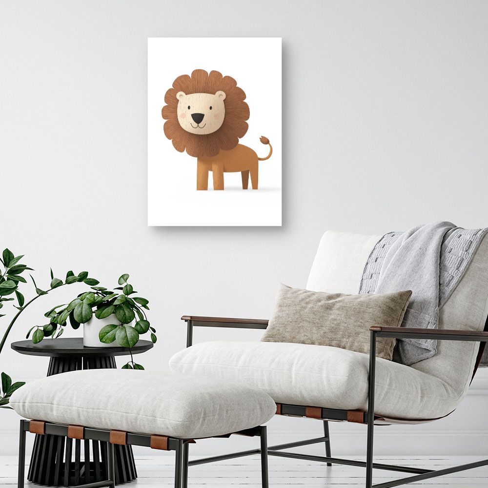 Tableau imprimé pour enfants 'Lion cartoon amical'