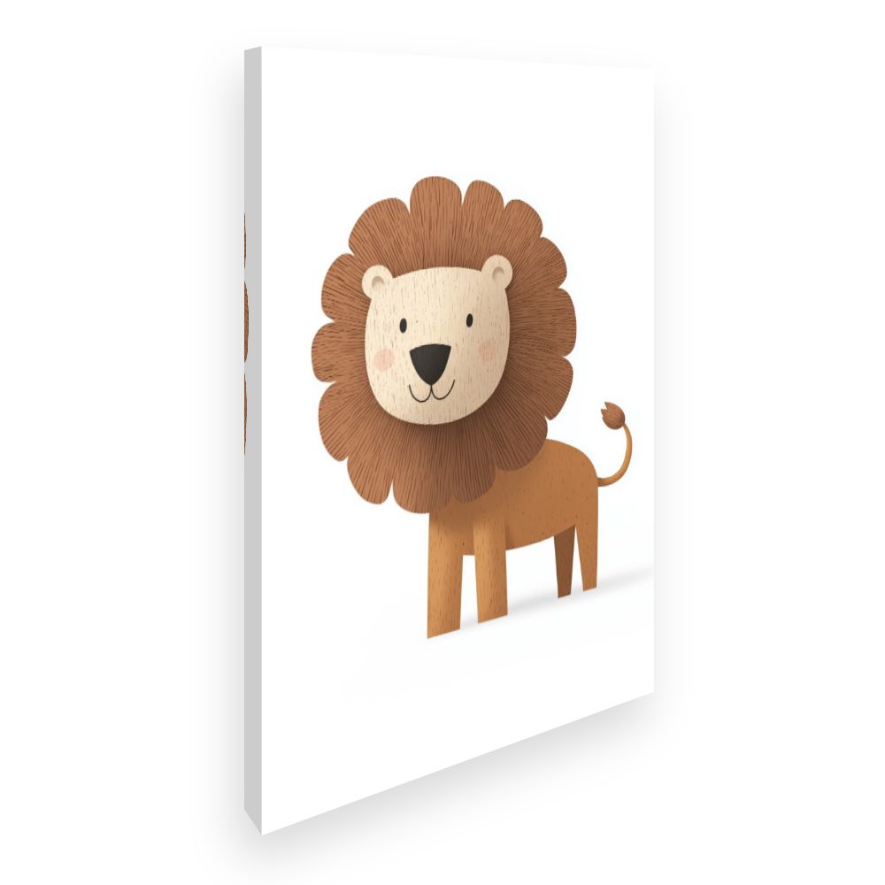 Tableau imprimé pour enfants 'Lion cartoon amical'