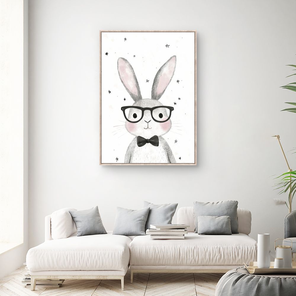 Tableau imprimé pour enfants 'Lapin élégant'