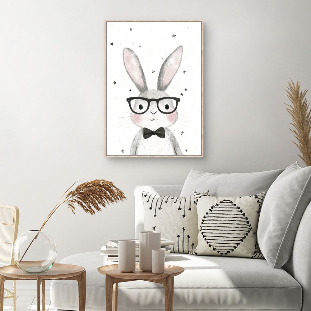 Tableau imprimé pour enfants 'Lapin élégant'