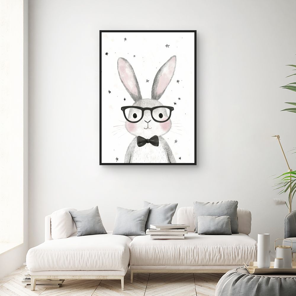 Tableau imprimé pour enfants 'Lapin élégant'