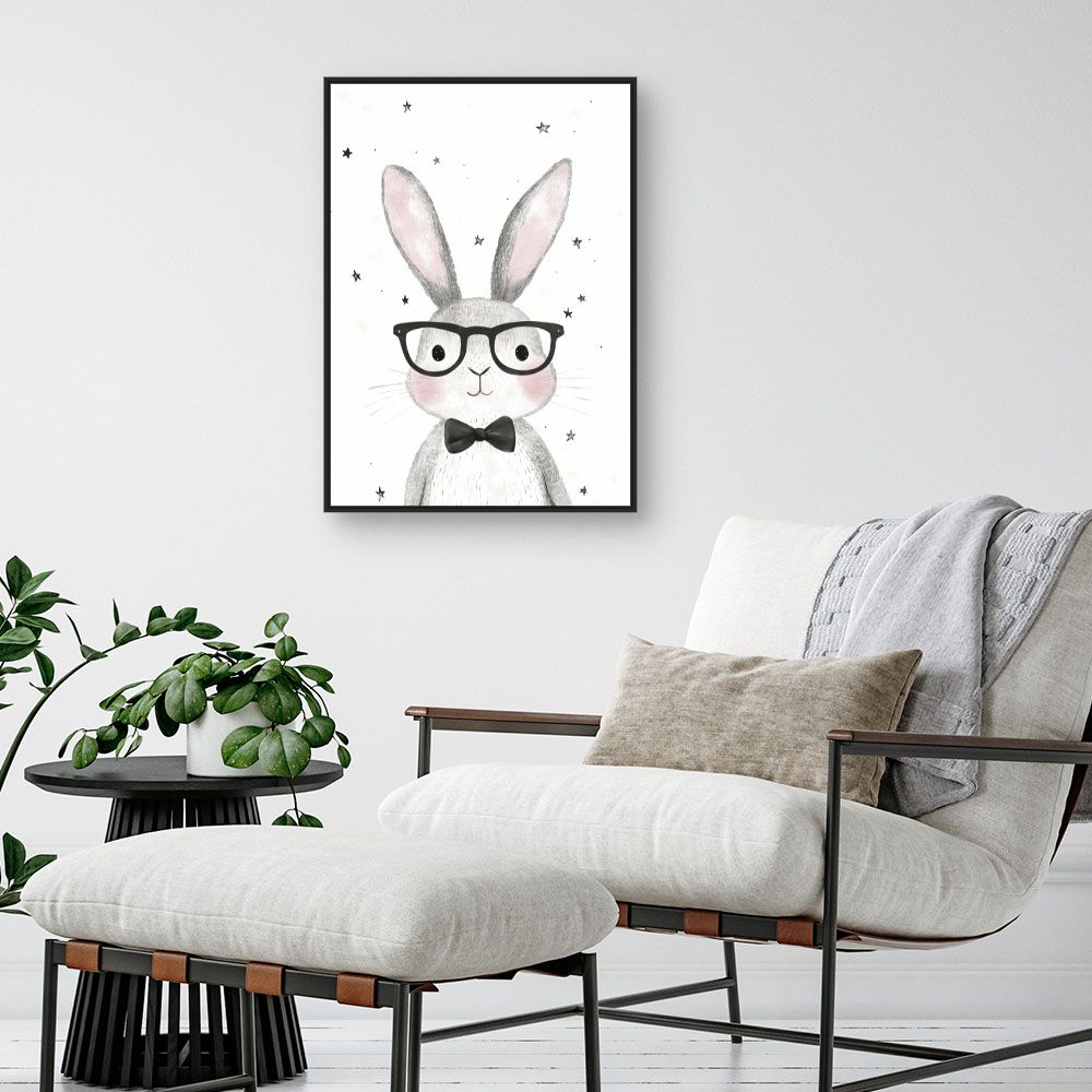 Tableau imprimé pour enfants 'Lapin élégant'