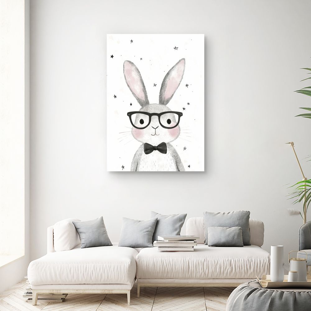 Tableau imprimé pour enfants 'Lapin élégant'