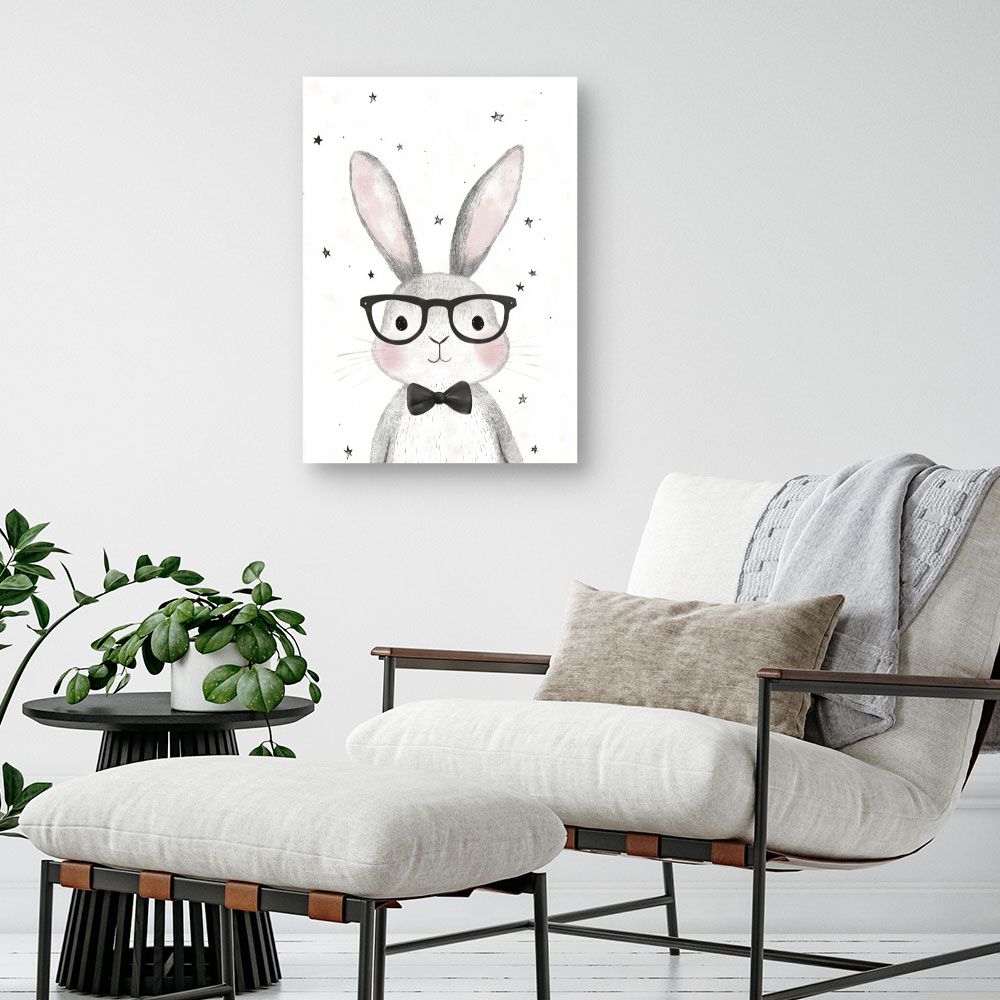 Tableau imprimé pour enfants 'Lapin élégant'