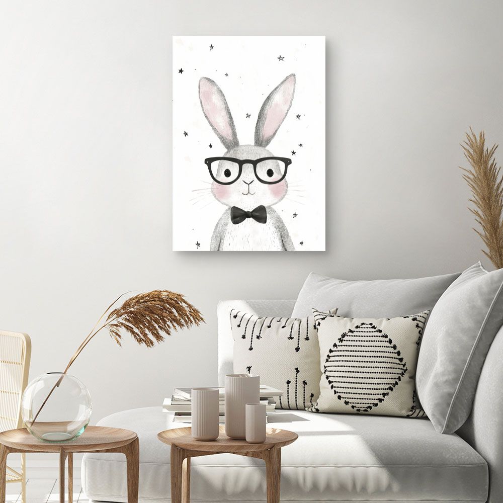 Tableau imprimé pour enfants 'Lapin élégant'