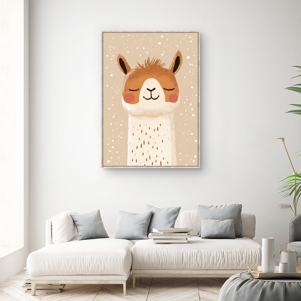 Tableau imprimé pour enfants 'Lama rêveur'