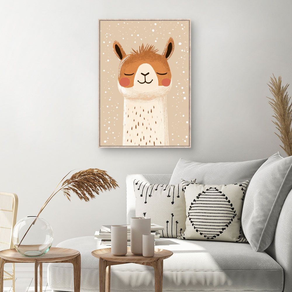 Tableau imprimé pour enfants 'Lama rêveur'