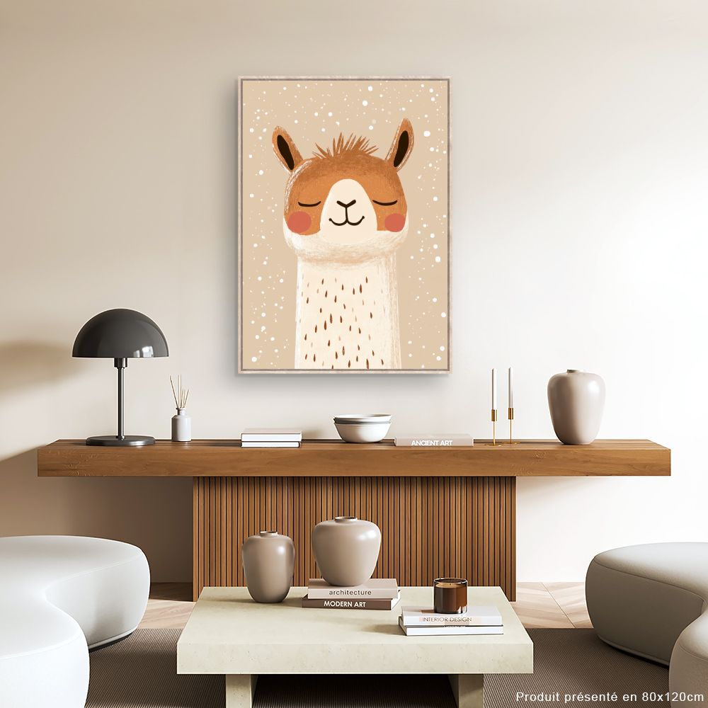 Tableau imprimé pour enfants 'Lama rêveur'