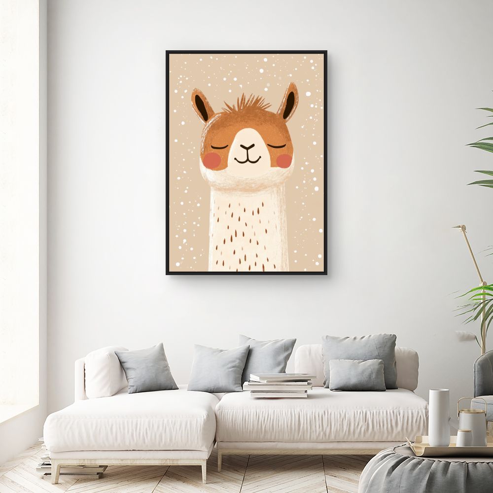 Tableau imprimé pour enfants 'Lama rêveur'