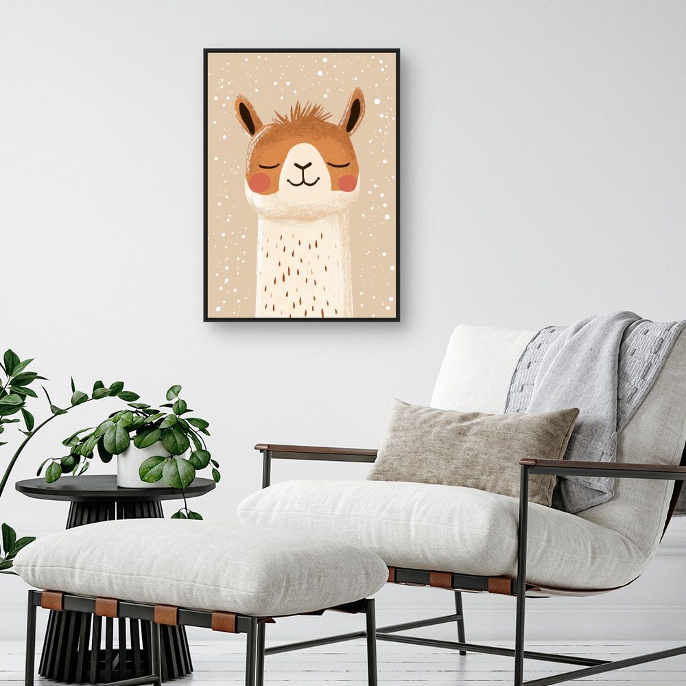 Tableau imprimé pour enfants 'Lama rêveur'