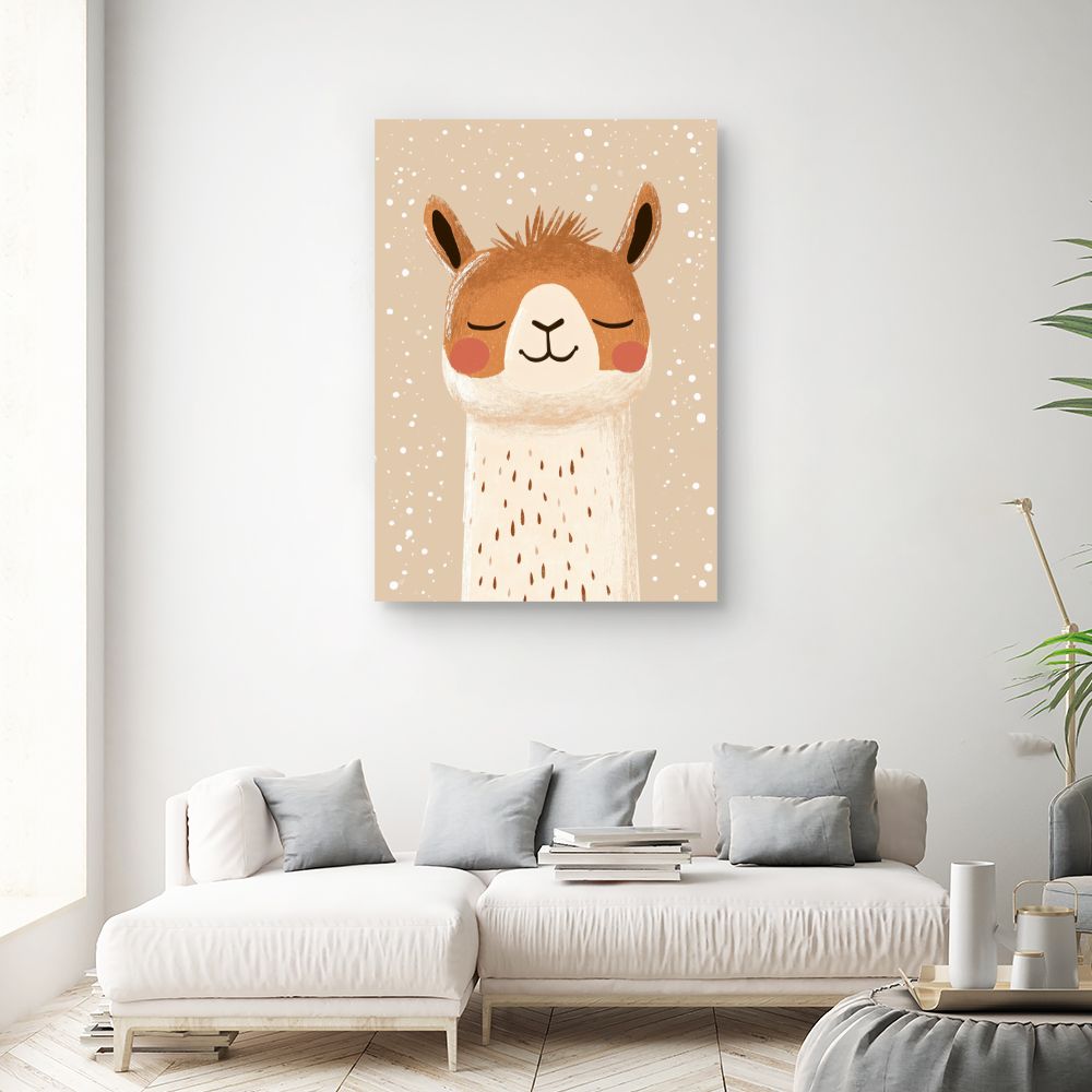 Tableau imprimé pour enfants 'Lama rêveur'