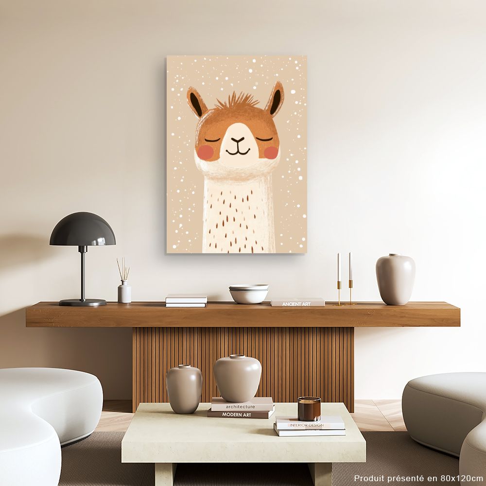 Tableau imprimé pour enfants 'Lama rêveur'