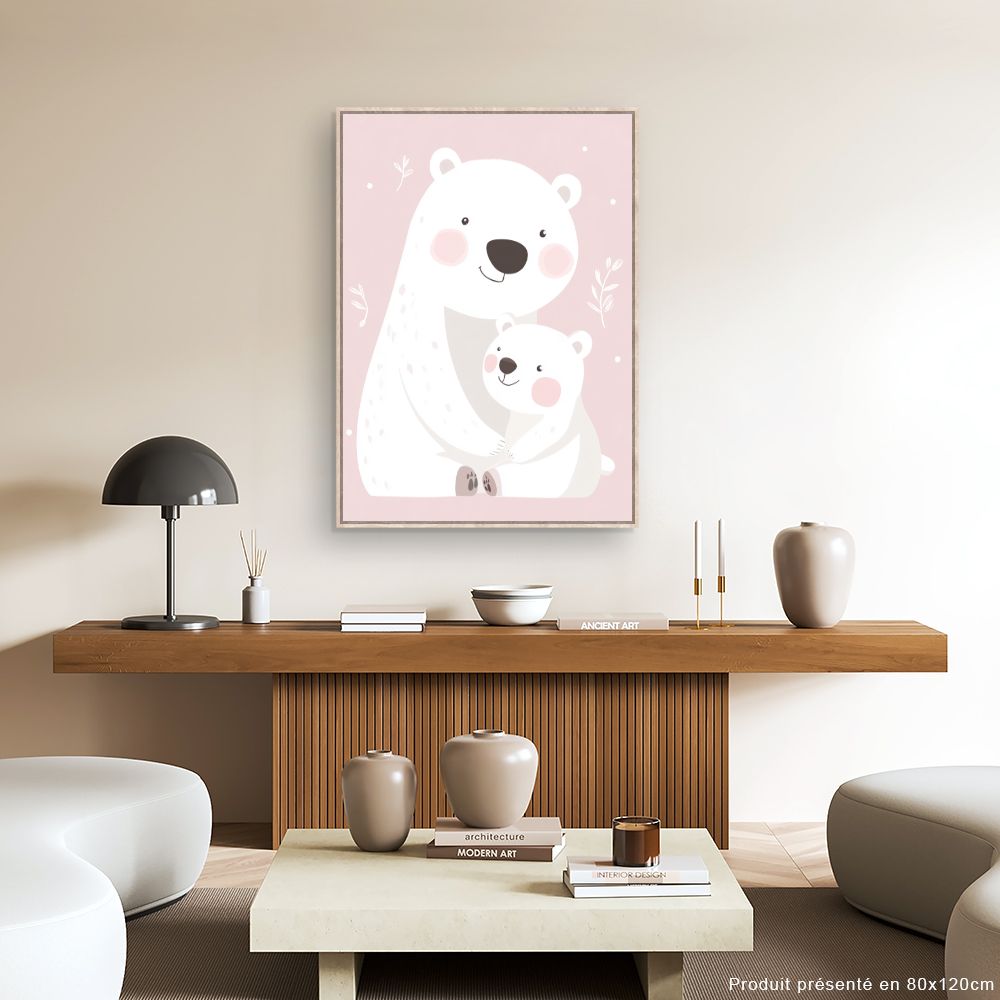 Tableau imprimé pour enfants 'Adorables ours polaires'