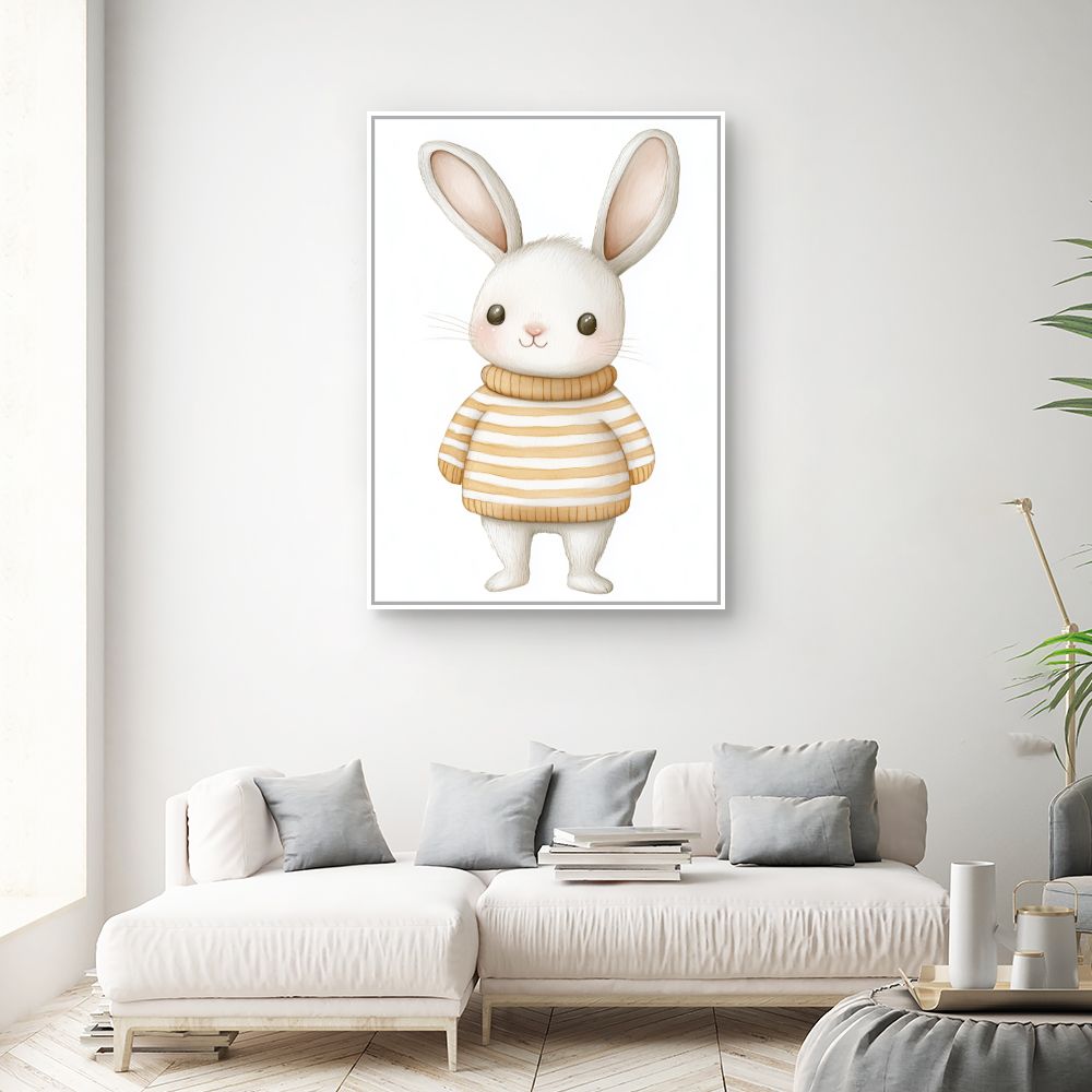 Tableau imprimé pour enfants 'Lapin mignon pull'