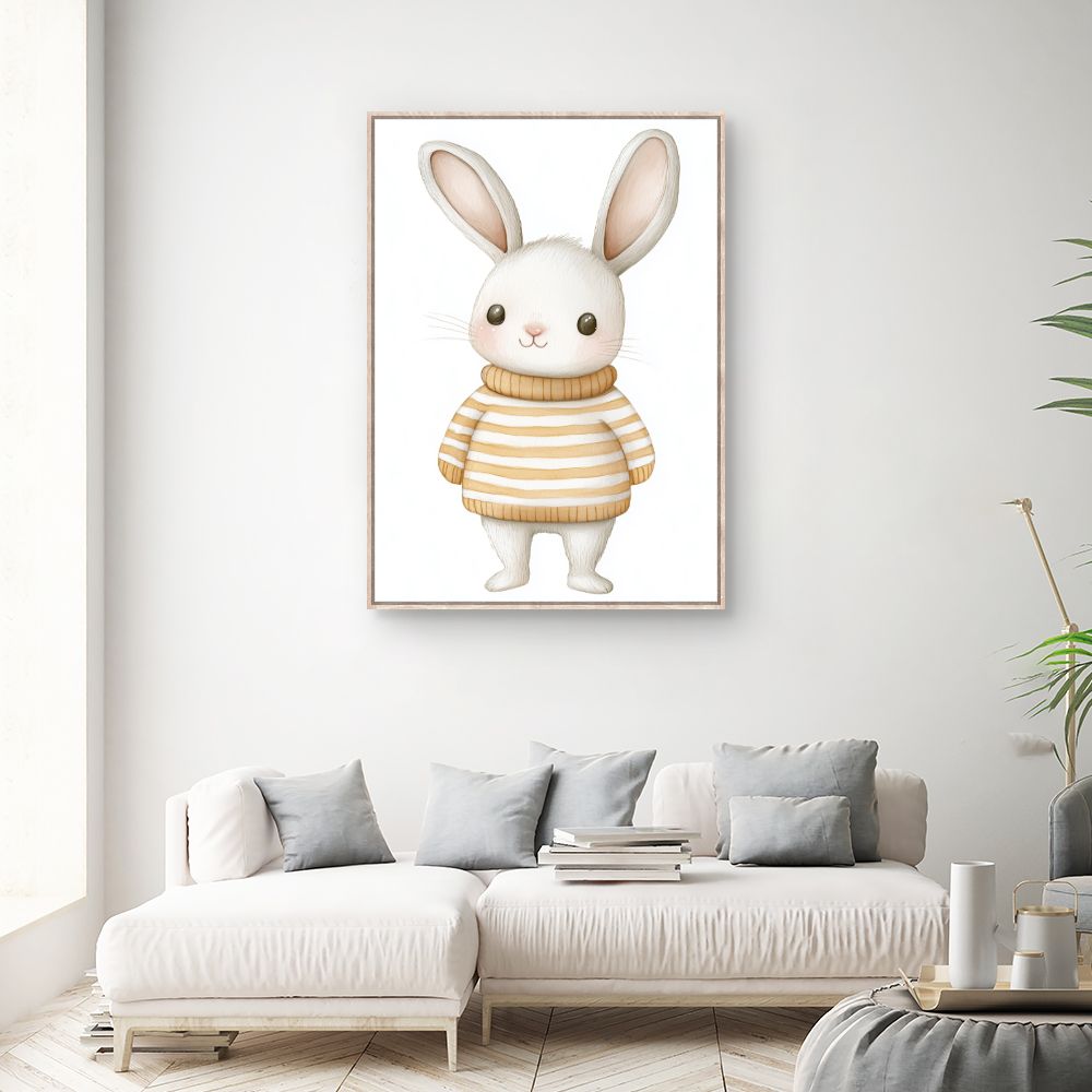 Tableau imprimé pour enfants 'Lapin mignon pull'