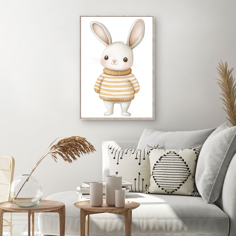 Tableau imprimé pour enfants 'Lapin mignon pull'