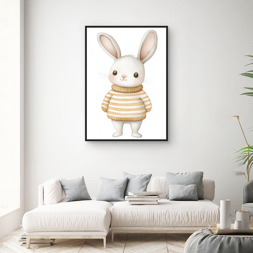 Tableau imprimé pour enfants 'Lapin mignon pull'