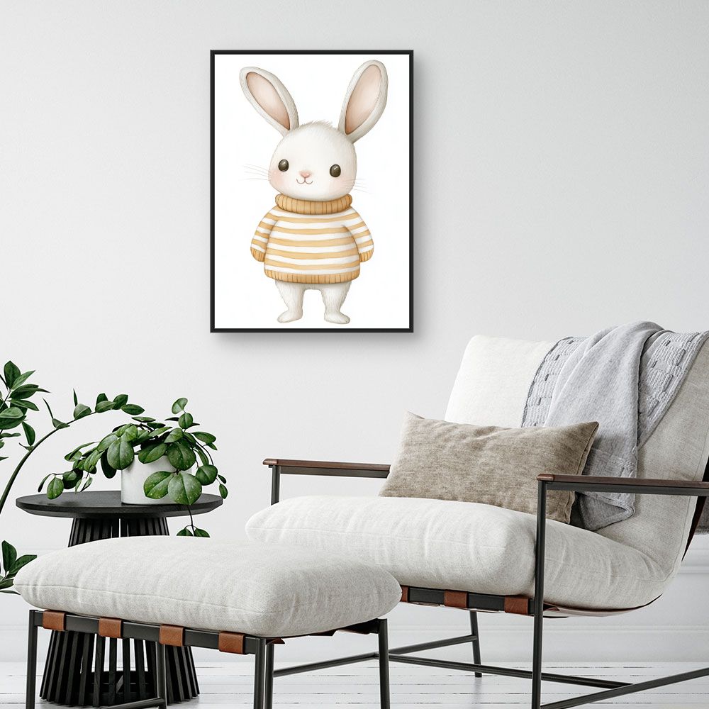 Tableau imprimé pour enfants 'Lapin mignon pull'