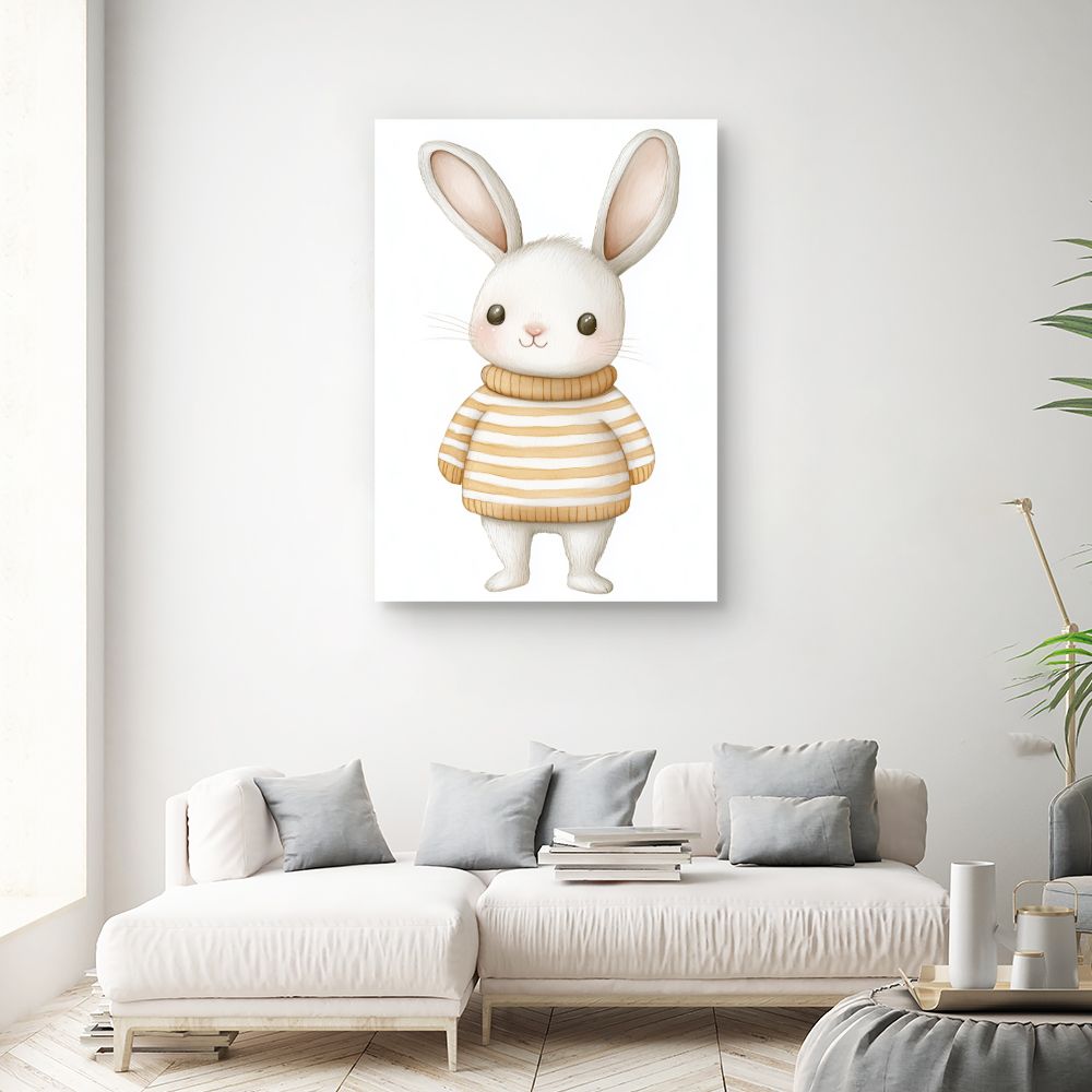 Tableau imprimé pour enfants 'Lapin mignon pull'