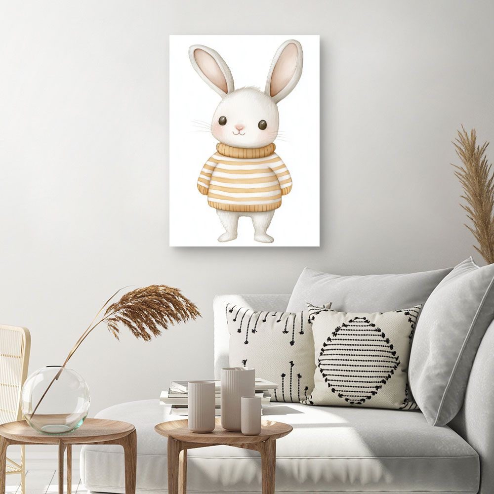 Tableau imprimé pour enfants 'Lapin mignon pull'