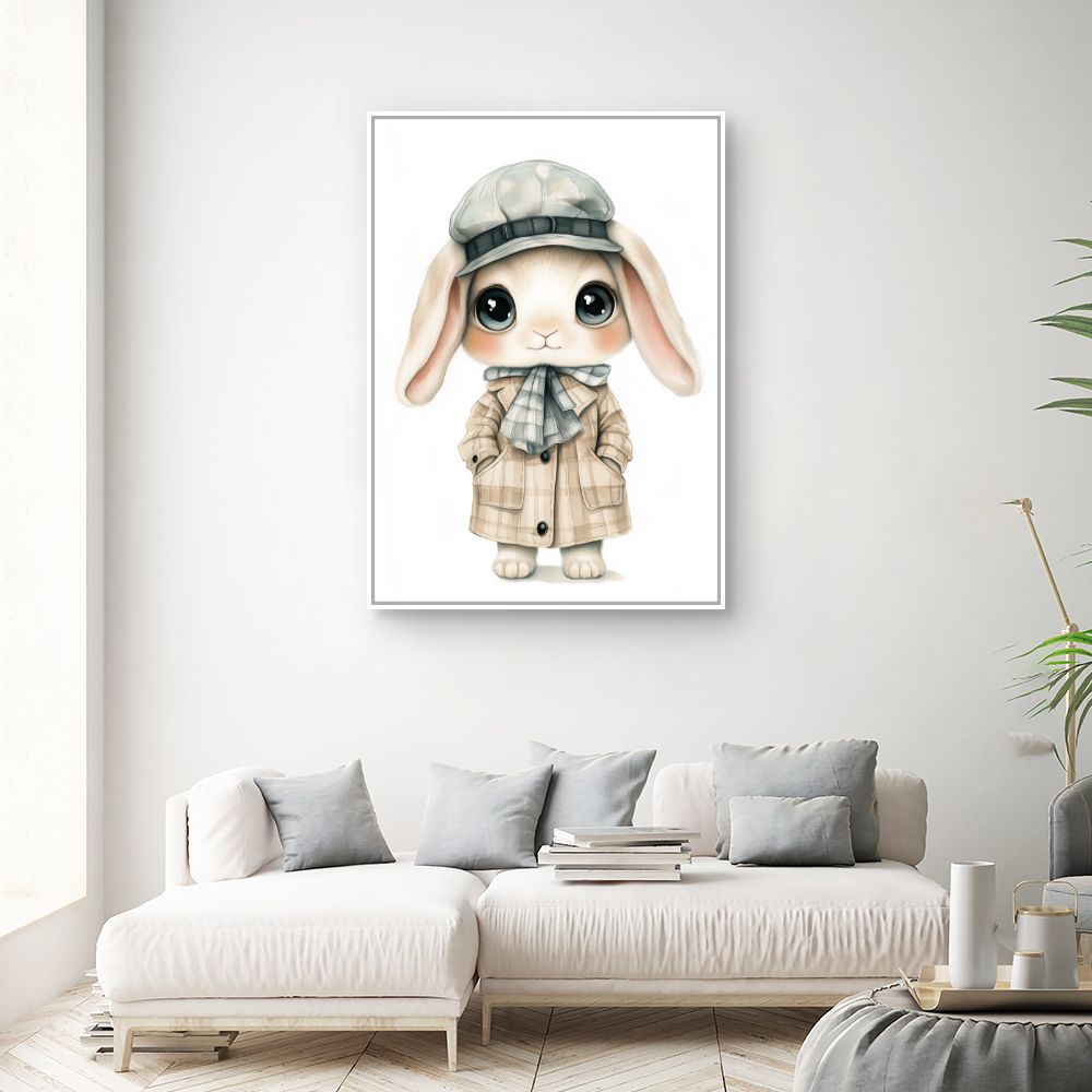 Tableau imprimé pour enfants 'Lapin élégant chic'
