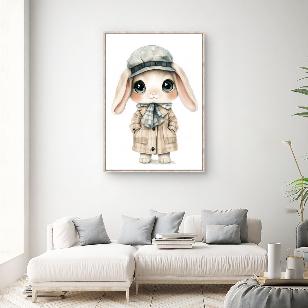 Tableau imprimé pour enfants 'Lapin élégant chic'