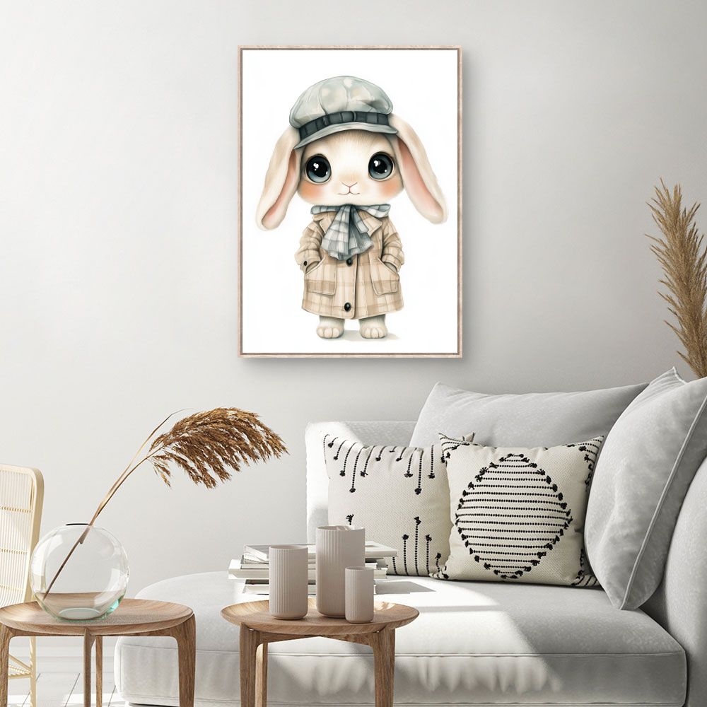 Tableau imprimé pour enfants 'Lapin élégant chic'