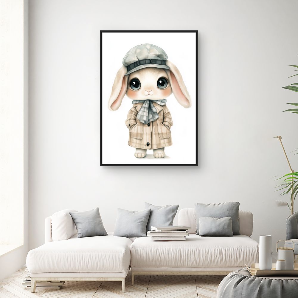Tableau imprimé pour enfants 'Lapin élégant chic'