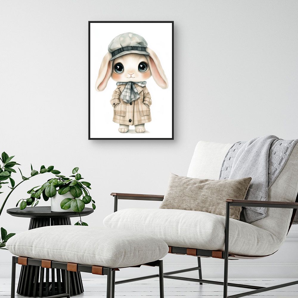 Tableau imprimé pour enfants 'Lapin élégant chic'