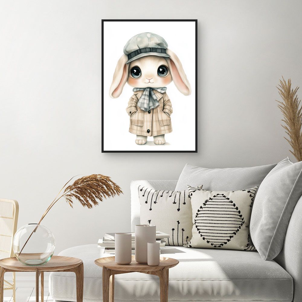 Tableau imprimé pour enfants 'Lapin élégant chic'